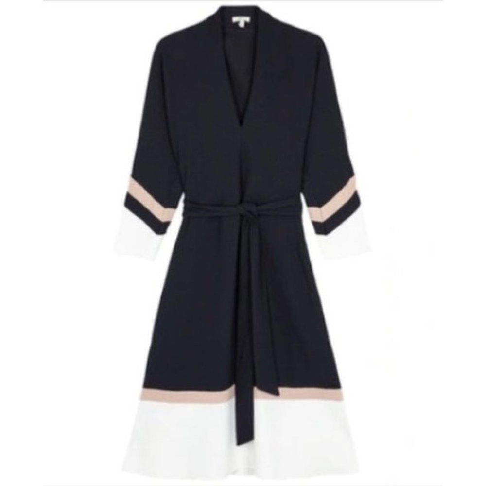 Joie Aydrien Striped Cady Midi Dress Navy Size 2